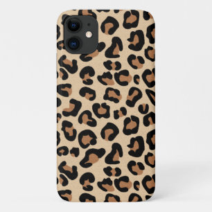Capa Para iPhone 11 Impressão Leopardo, Preto, Marrom, Ferrugem e Ton