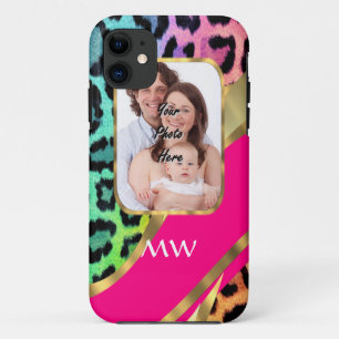 Capa Para iPhone 11 Impressão-leopardo rosa multicolor