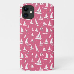 Capa Para iPhone 11 Impressão Marítimo Branco Rosa Náutico
