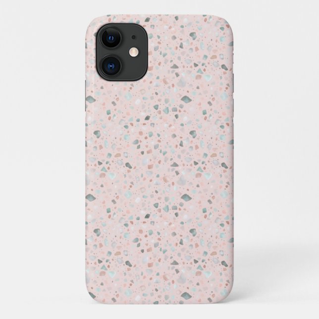 Capa Para iPhone 11 Impressão Pastel Terrazzo (Rosa) (Verso)