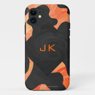 Capa Para iPhone 11 Impressão preto e alaranjado da vaca do monograma