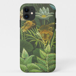 Capa Para iPhone 11 Impressão Vintage de Leão na Selva Tropical de Hen