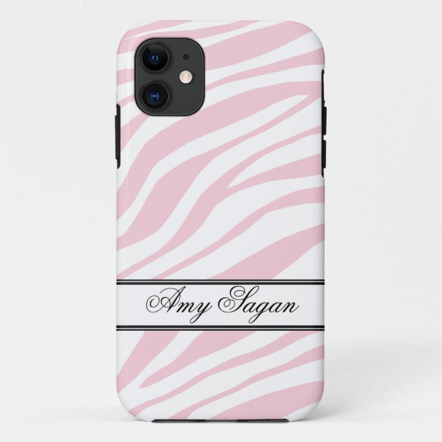 Capa Para iPhone 11 Impressão Zebra Rosa Imprimir iPhone 5 personaliza (Verso)