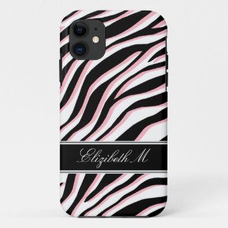 Capa Para iPhone 11 Impressão zebra rosa preto e branco iPhone 5 case