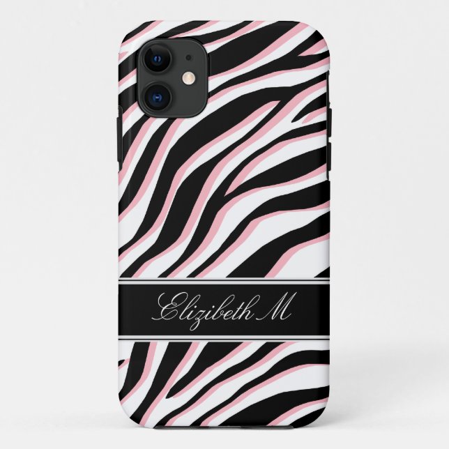 Capa Para iPhone 11 Impressão zebra rosa preto e branco iPhone 5 case (Verso)
