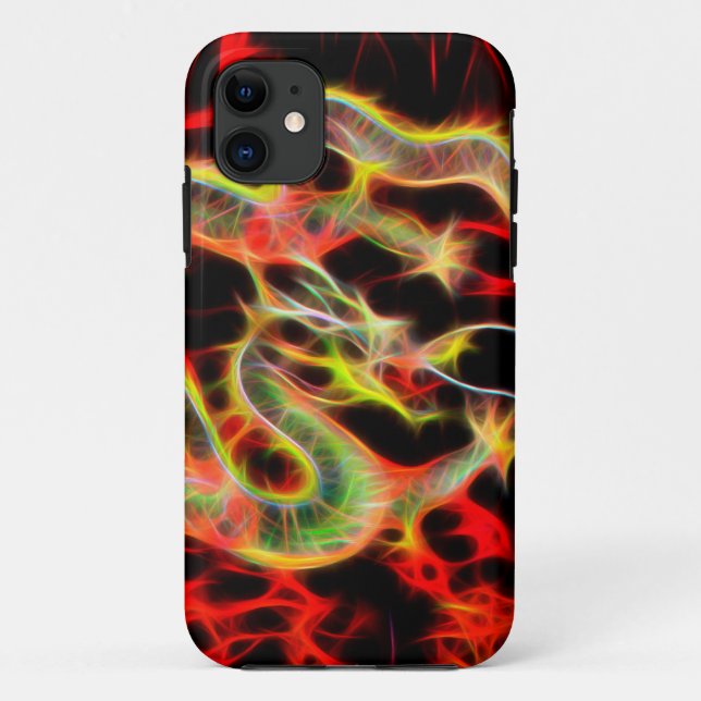 Capa Para iPhone 11 Incrível Dragão Fogo em Energia Sortuda (Verso)