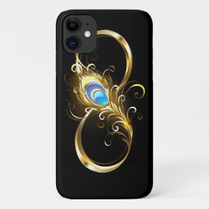 Capa Para iPhone 11 Infinidade com a pena Pavão de Ouro
