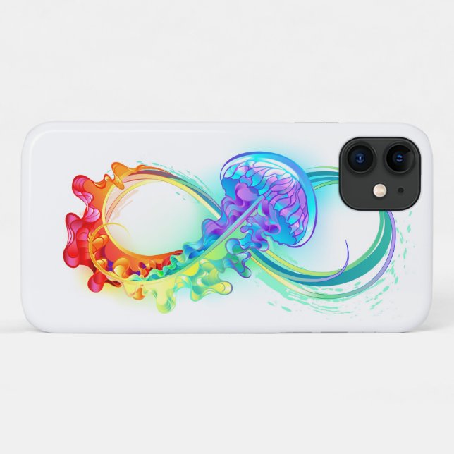 Capa Para iPhone 11 Infinidade com água-vivas do Arco-Íris (Verso (horizontal))