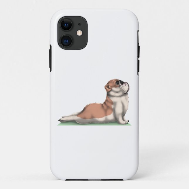 Capa Para iPhone 11 Inglês Buldogue Dog Yoga (Verso)