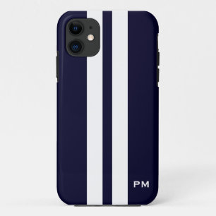 Capa Para iPhone 11 Iniciais de competência das listras do branco azu