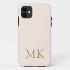 Capa Para iPhone 11 Iniciais de Monogramas Dourados cor-de-rosa