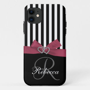 Capa Para iPhone 11 Inicial personalizada, rosa, caixa preta das