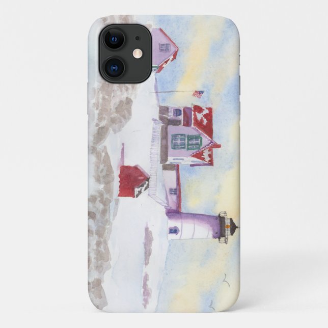 Capa Para iPhone 11 Inverno em Nubble LIghthouse em Maine Case-Mate Sa (Verso)