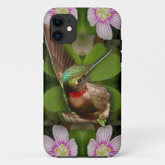 Capa Para iPhone 11 iphone4 caso - colibri na flor (Verso)