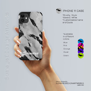 Capa Para iPhone 11 iPhone 11 Preto e Branco Brushy   Personalizável