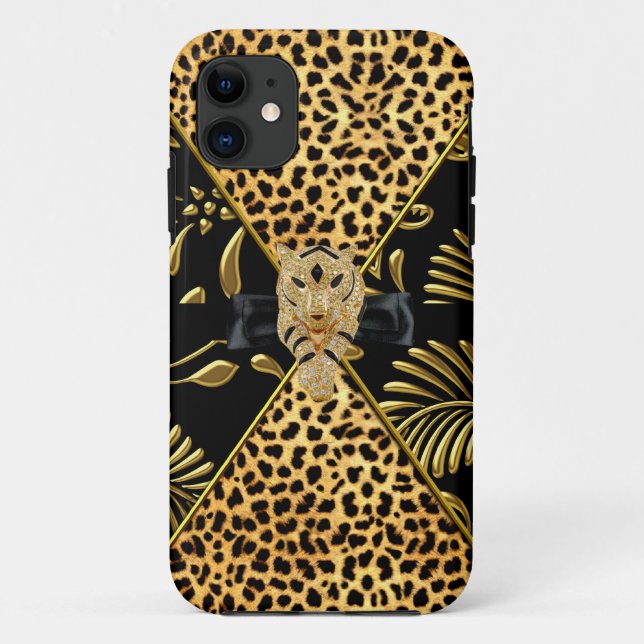 Capa Para iPhone 11 iPhone 5 Case-Mate Dourado Leopardo Negro (Verso)