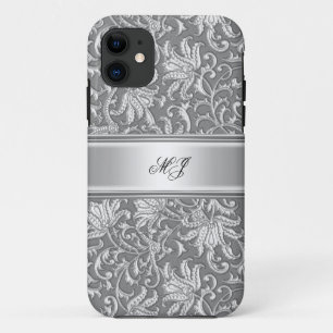 Capa Para iPhone 11 iPhone 5 Elegante Clássico Prata Branco