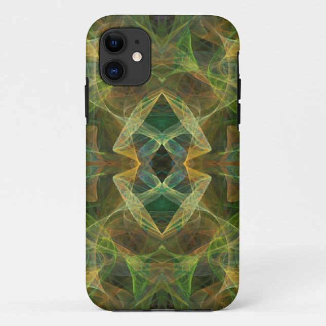 Capa Para iPhone 11 iPhone 5 Fractal Verde - Mate De Casos Pouco Ali (Verso)