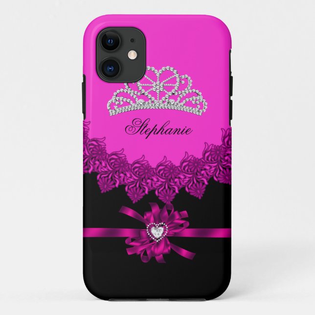 Capa Para iPhone 11 iPhone 5 Princesa Prata Tiara Rosa Bejeweled (Verso)