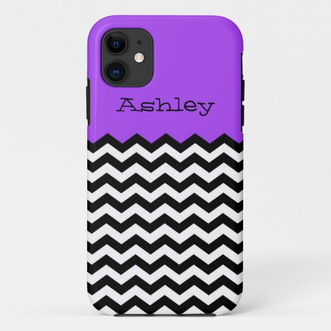 Capa Para iPhone 11 iPhone /5S do monograma, o roxo & o branco de (Verso)