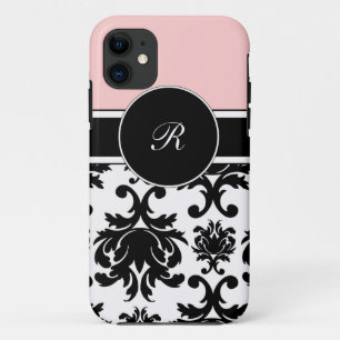 Capa Para iPhone 11 iPhone cor-de-rosa do monograma 5 casos fixados