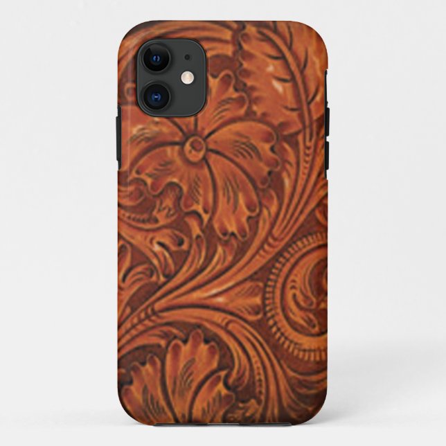 Capa Para iPhone 11 iphone de couro utilizado ferramentas floral do (Verso)