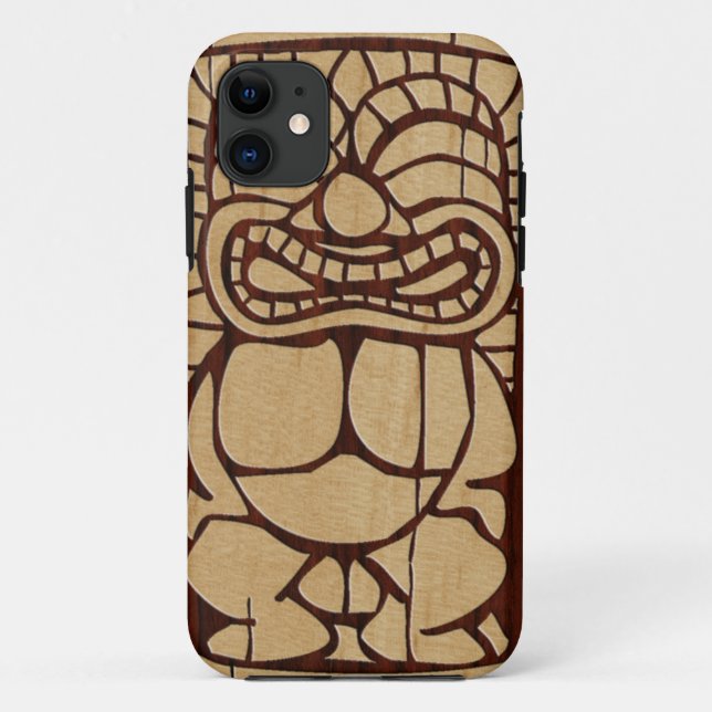 Capa Para iPhone 11 iPhone de madeira da prancha de Koa Tiki Ailani 5 (Verso)
