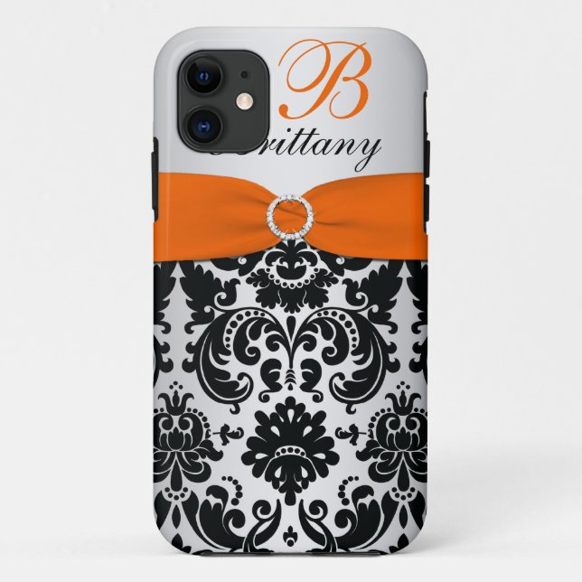Capa Para iPhone 11 iPhone de prata alaranjado IMPRESSO 5 do damasco (Verso)