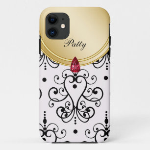Capa Para iPhone 11 iPhone do monograma do damasco 5 casos