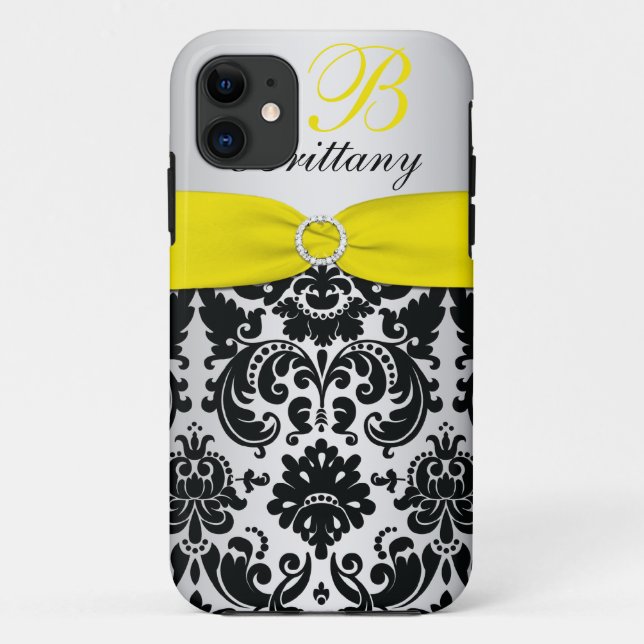 Capa Para iPhone 11 iPhone IMPRESSO 5 do damasco da prata do amarelo (Verso)