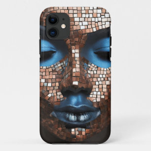 Capa Para iPhone 11 iPhone / iPad caixa Mulher Azul Cobre Mosiac
