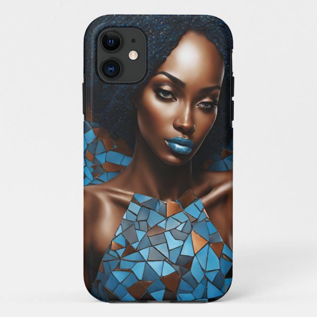 Capa Para iPhone 11 iPhone / iPad case Mulher Cobre Blue Mosiac (Verso)