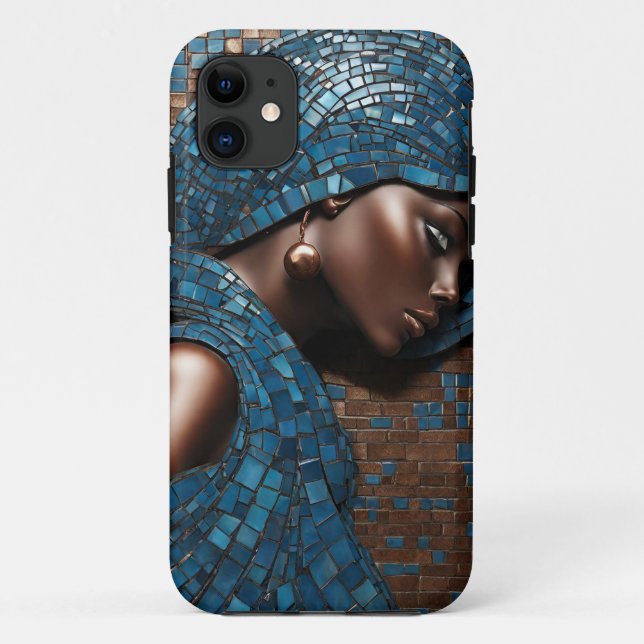 Capa Para iPhone 11 iPhone / iPad case Mulher Mosiac Copper Blue (Verso)