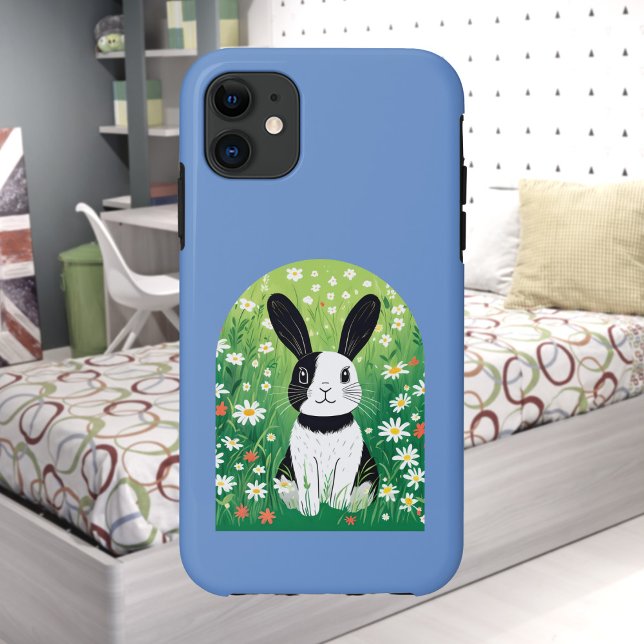 Capa Para iPhone 11 iPhone / iPad de Bunny Preto e Branco (Criador carregado)