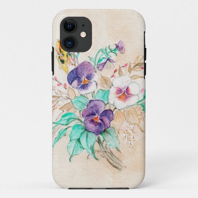 Capa Para iPhone 11 iPhone/iPad do Buquê do Pansies (Verso)