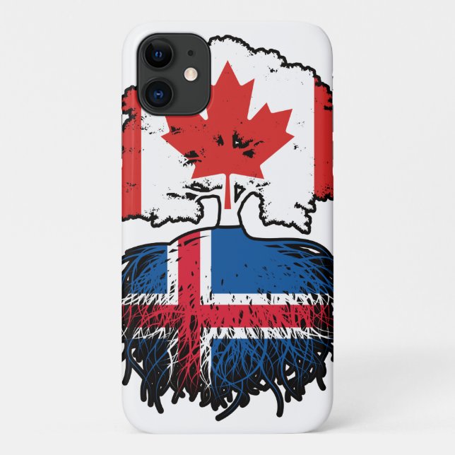 Capa Para iPhone 11 Islândia Canada Tree Roots Flag (Verso)