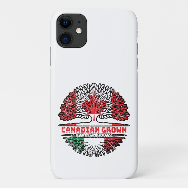 Capa Para iPhone 11 Itália Canadense Italiano Canadá Raízes da Árvore  (Verso)
