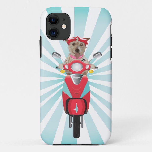 Capa Para iPhone 11 Jack Russell Terrier em Red Moped (Verso)