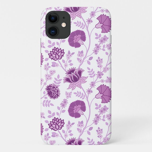 Capa Para iPhone 11 Jacobean Floral Big Pattern Pinks em Branco (Verso)
