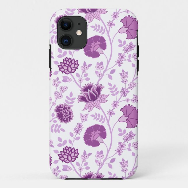 Capa Para iPhone 11 Jacobean Floral Big Pattern Pinks em Branco (Verso)