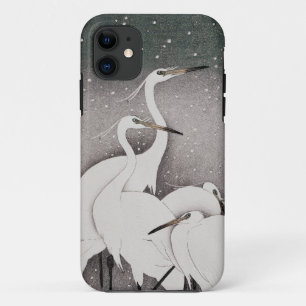 Capa Para iPhone 11 Japonês Egrets Koson Cranes Winter Snow