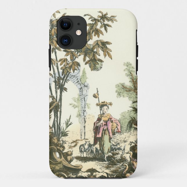 Capa Para iPhone 11 Jardim Asiático com Mulher e Animais (Verso)
