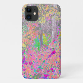 Capa Para iPhone 11 Jardim de Aquarelas Sunrise com Flores Roxas