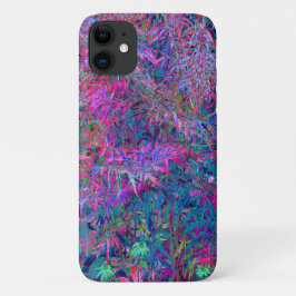 Capa Para iPhone 11 Jardim de Folhagem de Cores de Arco-Íris Psicodéli