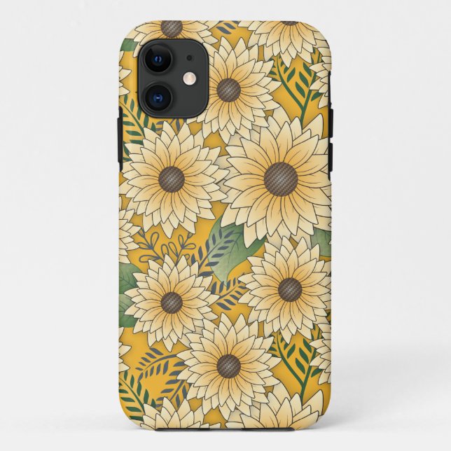 Capa Para iPhone 11 Jardim de girassol, amarelo-palha escuro (Verso)