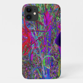 Capa Para iPhone 11 Jardim de Lírios Cores de Arco-Íris Abstrato Psico