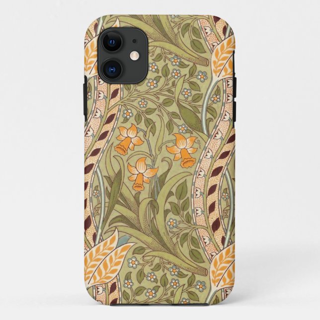 Capa Para iPhone 11 Jardim de Narcisos Flor Clássica Bota William Morr (Verso)