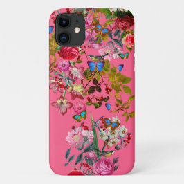 Capa Para iPhone 11 Jardim de Rosa de Vintagem Rosa Vibrante