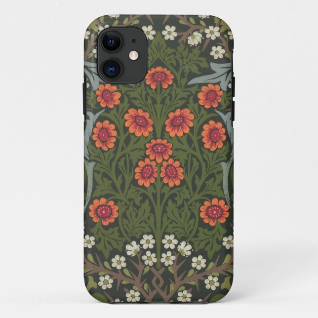 Capa Para iPhone 11 Jardim Flor Clássica de William Morris Blackthorn (Verso)