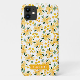 Capa Para iPhone 11 Jardim Floral de Cor Amarela Personalizado